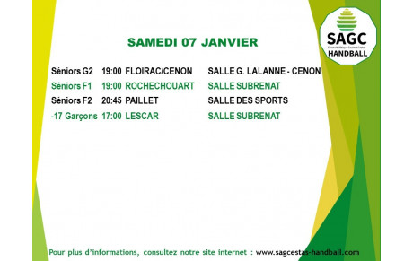 Planning du 07/01/2023
